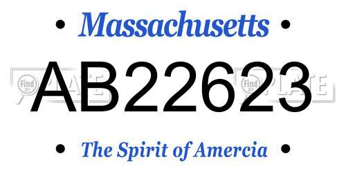 AB22623 Massachusetts License Plate