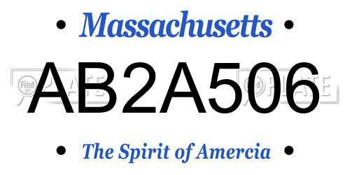 AB2A506 Massachusetts License Plate