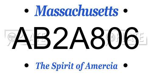 AB2A806 Massachusetts License Plate