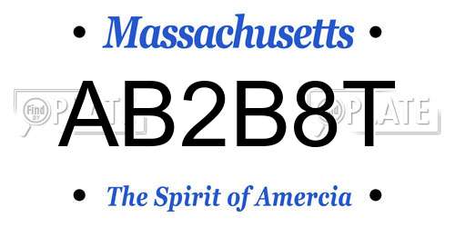 AB2B8T Massachusetts License Plate