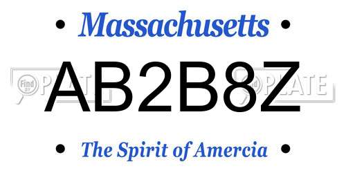 AB2B8Z Massachusetts License Plate