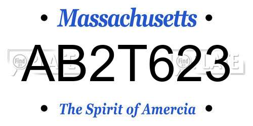 AB2T623 Massachusetts License Plate