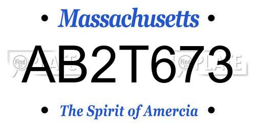 AB2T673 Massachusetts License Plate