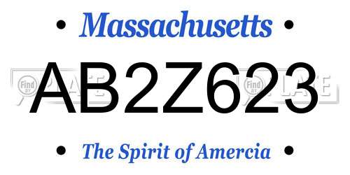 AB2Z623 Massachusetts License Plate
