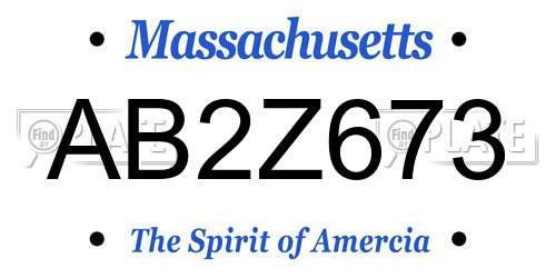 AB2Z673 Massachusetts License Plate