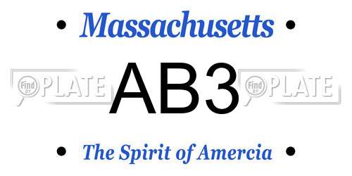 AB3 Massachusetts License Plate