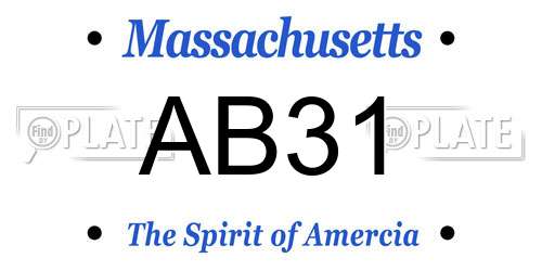 AB31 Massachusetts License Plate