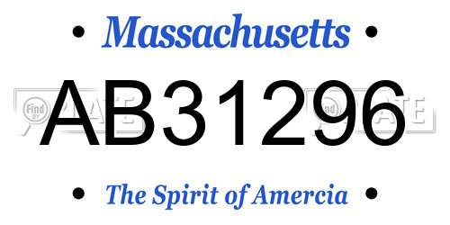 AB31296 Massachusetts License Plate