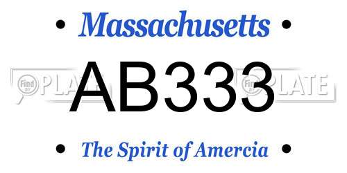 AB333 Massachusetts License Plate