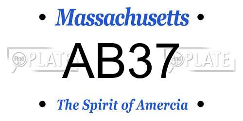 AB37 Massachusetts License Plate