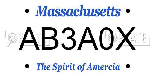AB3A0X Massachusetts License Plate