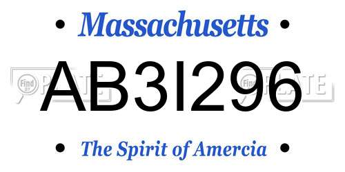 AB3I296 Massachusetts License Plate