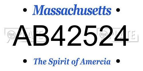 AB42524 Massachusetts License Plate