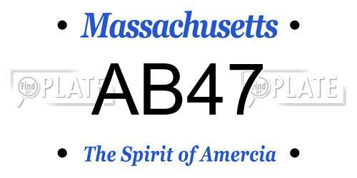 AB47 Massachusetts License Plate