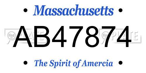 AB47874 Massachusetts License Plate