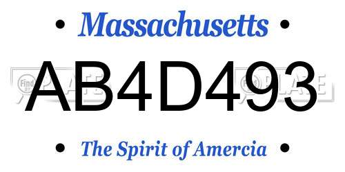 AB4D493 Massachusetts License Plate