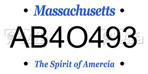 AB4O493 Massachusetts License Plate