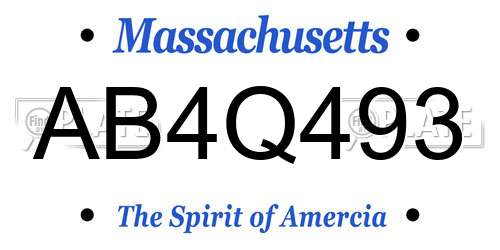 AB4Q493 Massachusetts License Plate