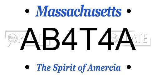 AB4T4A Massachusetts License Plate
