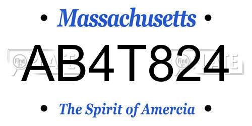 AB4T824 Massachusetts License Plate