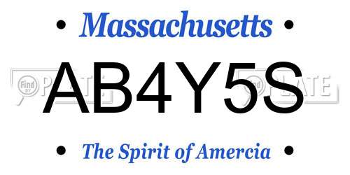 AB4Y5S Massachusetts License Plate