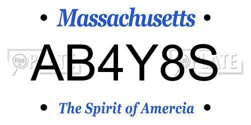 AB4Y8S Massachusetts License Plate