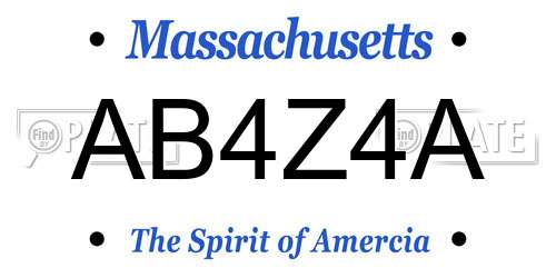 AB4Z4A Massachusetts License Plate