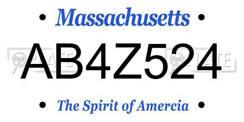 AB4Z524 Massachusetts License Plate