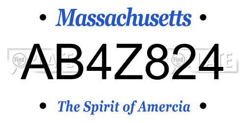 AB4Z824 Massachusetts License Plate