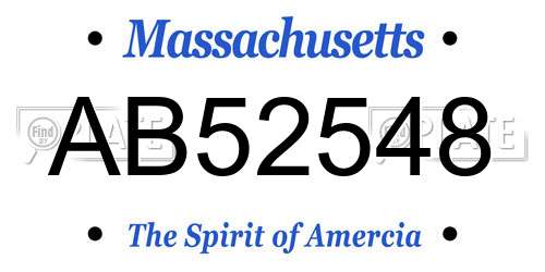 AB52548 Massachusetts License Plate