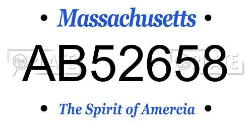 AB52658 Massachusetts License Plate