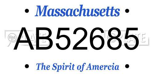 AB52685 Massachusetts License Plate