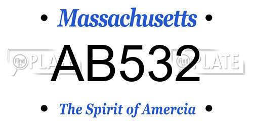 AB532 Massachusetts License Plate
