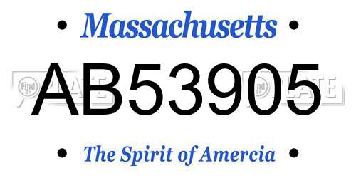 AB53905 Massachusetts License Plate