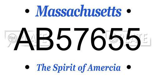 AB57655 Massachusetts License Plate