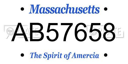 AB57658 Massachusetts License Plate
