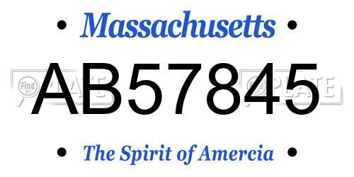 AB57845 Massachusetts License Plate