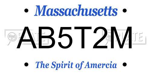 AB5T2M Massachusetts License Plate