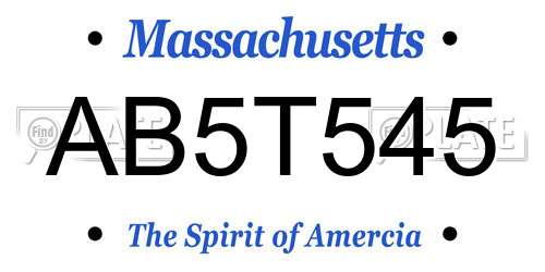 AB5T545 Massachusetts License Plate