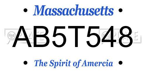 AB5T548 Massachusetts License Plate