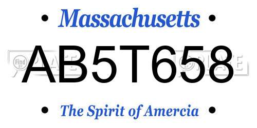AB5T658 Massachusetts License Plate