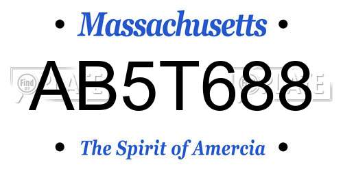 AB5T688 Massachusetts License Plate