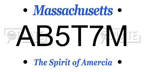 AB5T7M Massachusetts License Plate
