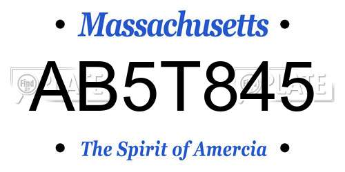 AB5T845 Massachusetts License Plate