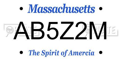 AB5Z2M Massachusetts License Plate