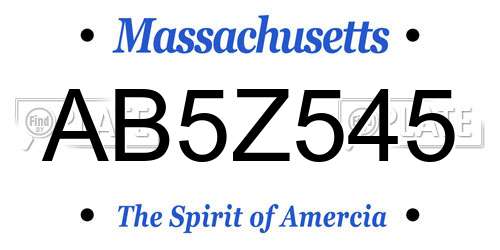 AB5Z545 Massachusetts License Plate