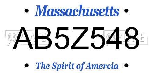 AB5Z548 Massachusetts License Plate