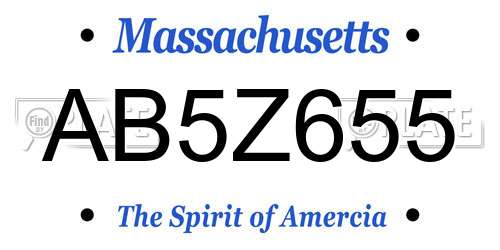 AB5Z655 Massachusetts License Plate