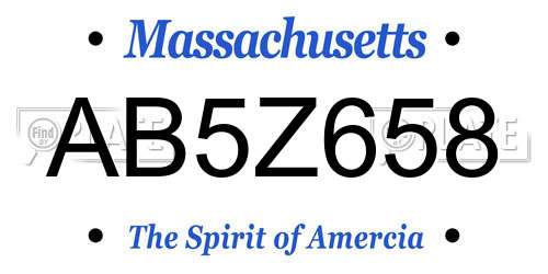 AB5Z658 Massachusetts License Plate