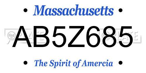 AB5Z685 Massachusetts License Plate